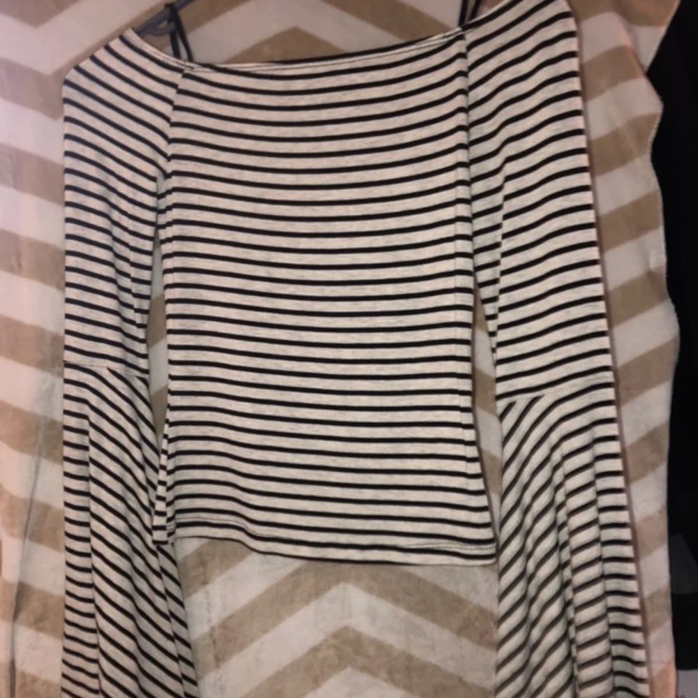 Striped Crop Top Flowy Blouse